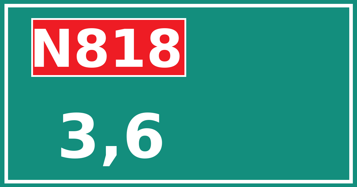 Hectometerbord N818 3,6