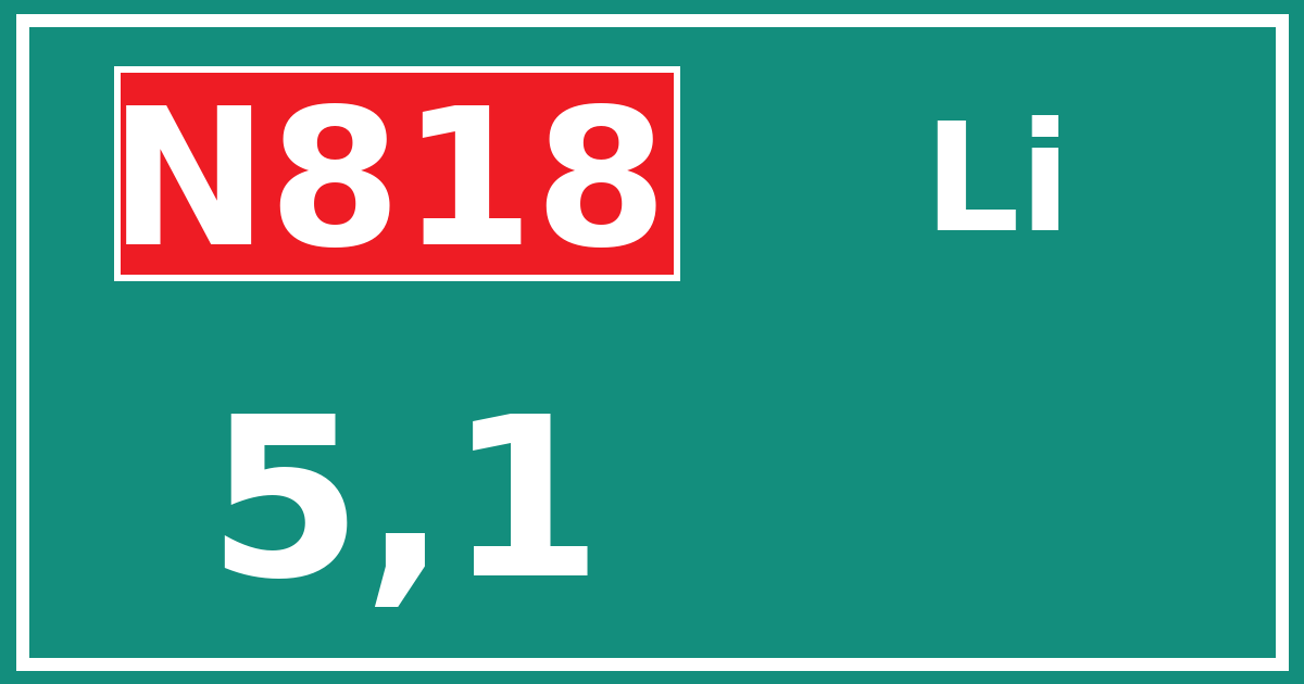 Hectometerbord N818 5,1 zijde Li