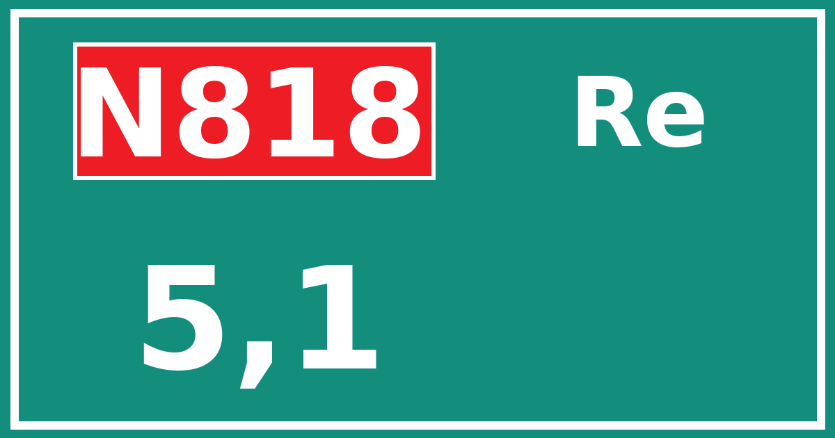 Hectometerbord N818 5,1 zijde Re