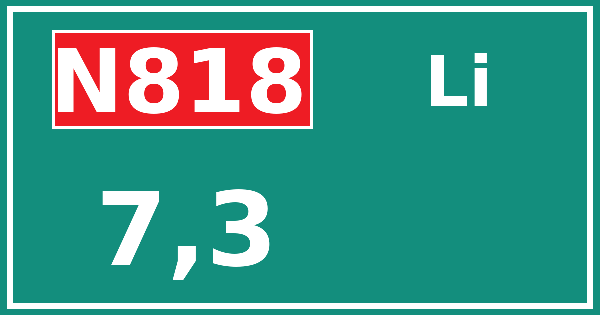 Hectometerbord N818 7,3 zijde Li