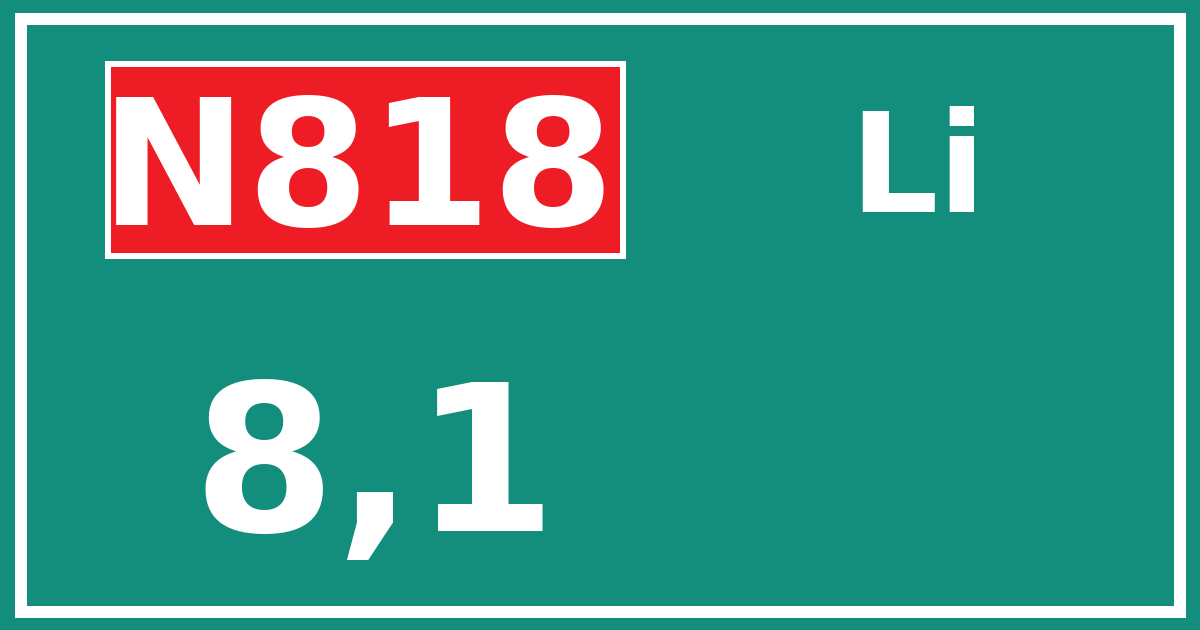 Hectometerbord N818 8,1 zijde Li
