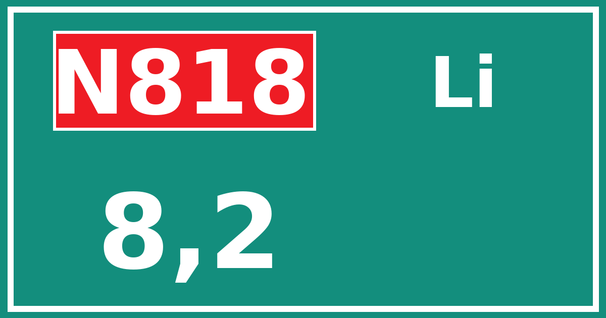 Hectometerbord N818 8,2 zijde Li