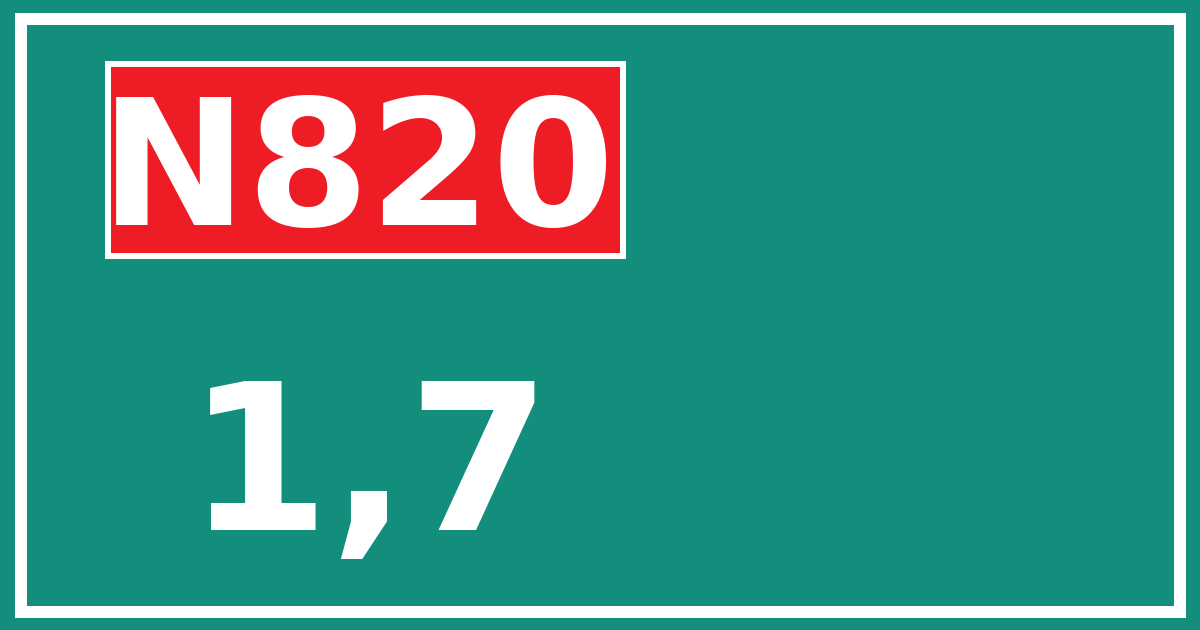 Hectometerbord N820 1,7
