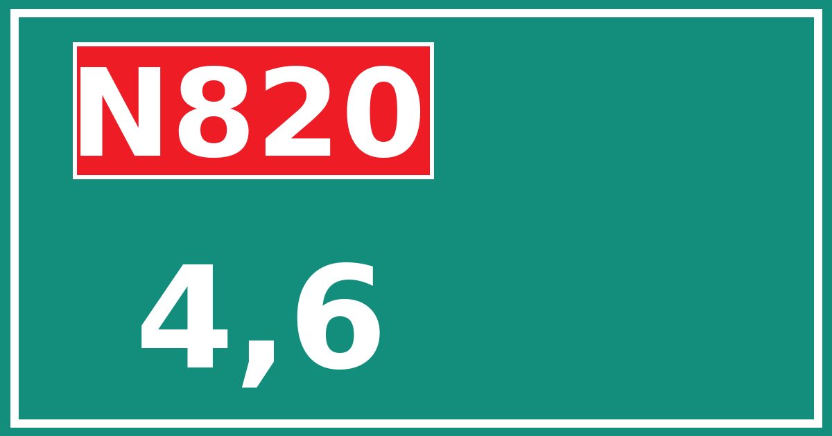 Hectometerbord N820 4,6