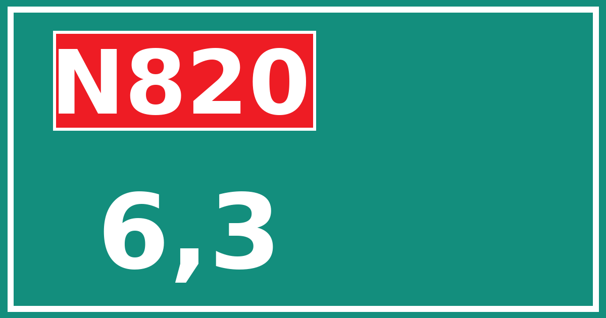 Hectometerbord N820 6,3