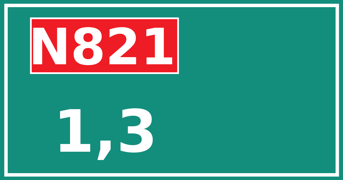 Hectometerbord N821 1,3