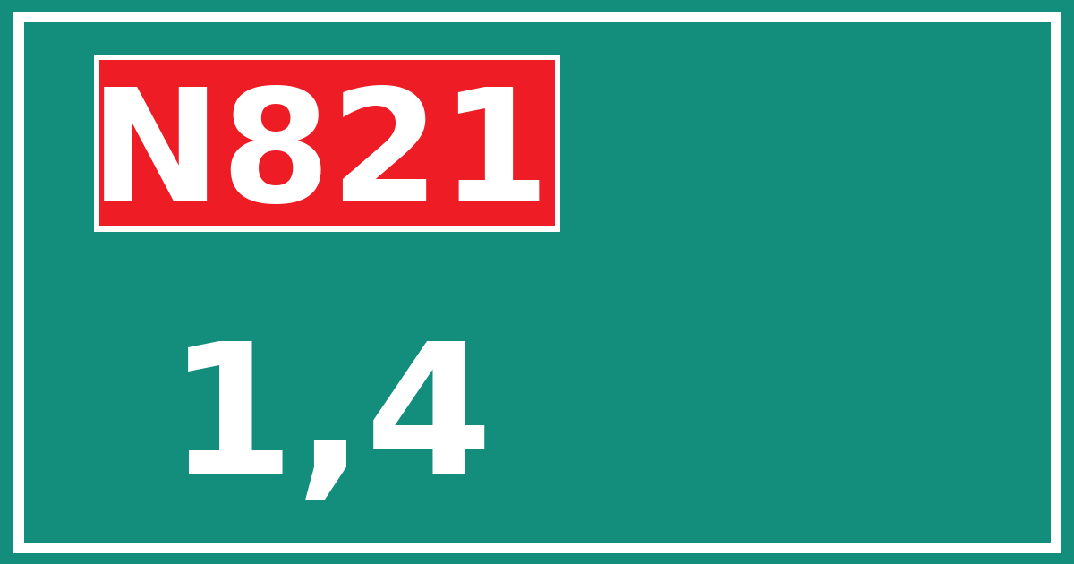 Hectometerbord N821 1,4
