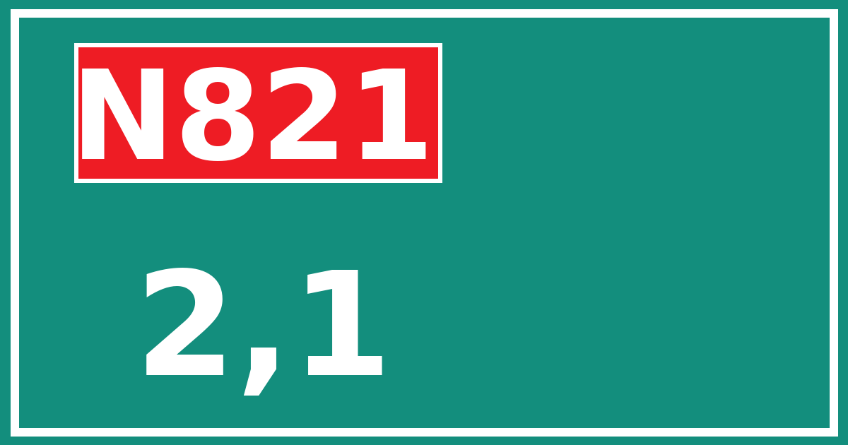 Hectometerbord N821 2,1
