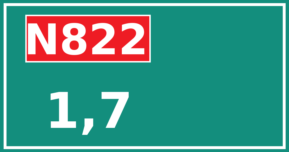 Hectometerbord N822 1,7