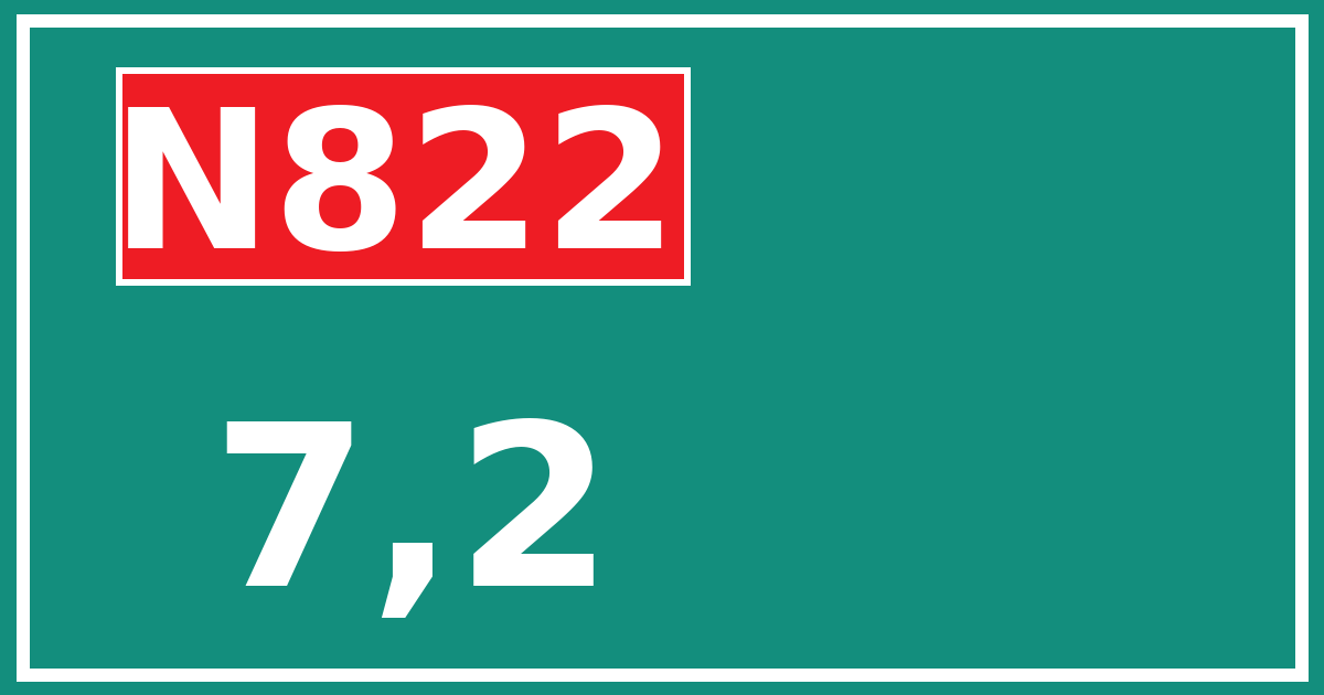 Hectometerbord N822 7,2