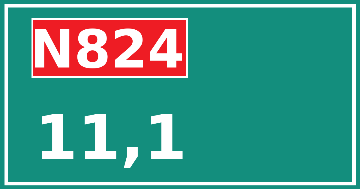 Hectometerbord N824 11,1