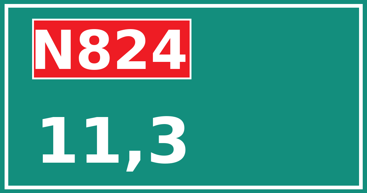 Hectometerbord N824 11,3