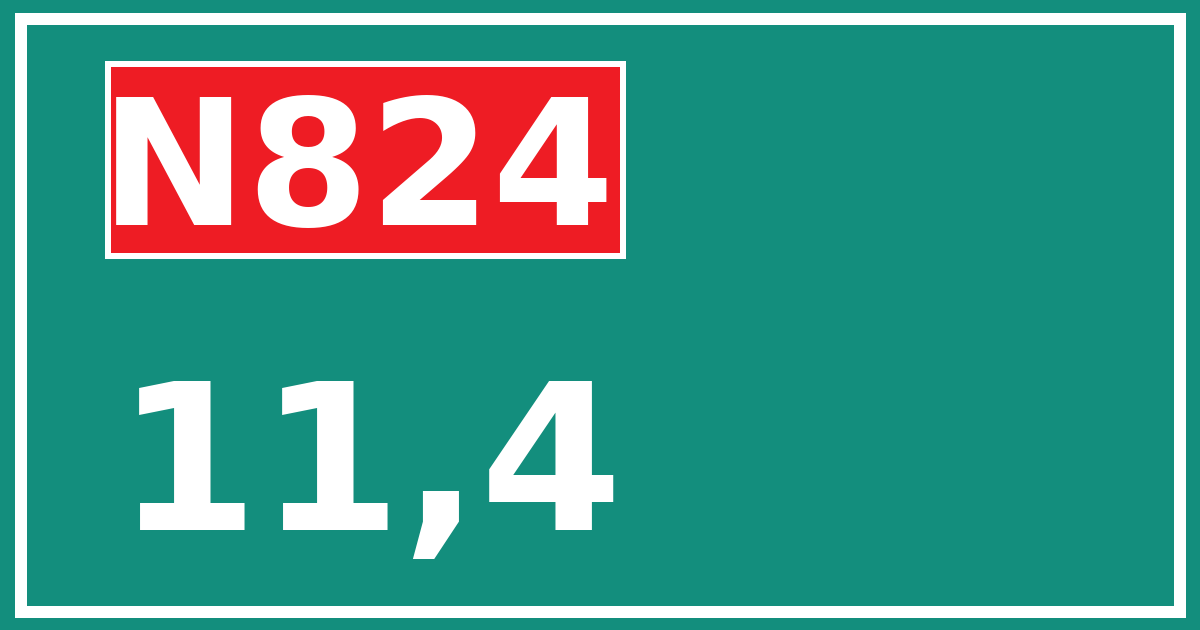 Hectometerbord N824 11,4