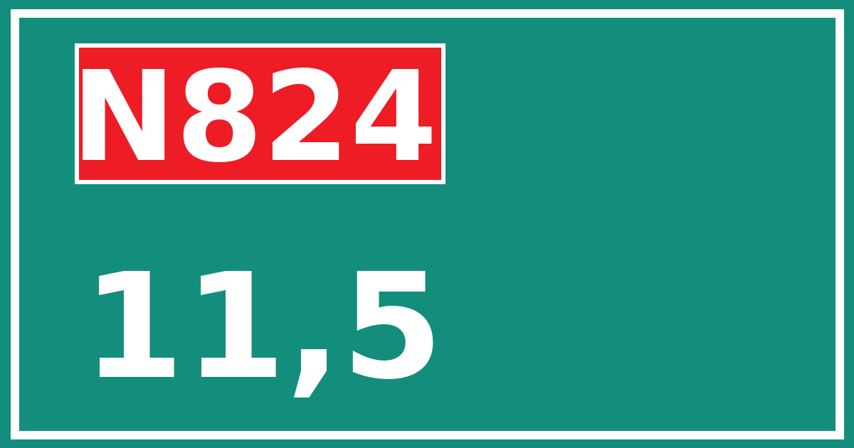 Hectometerbord N824 11,5