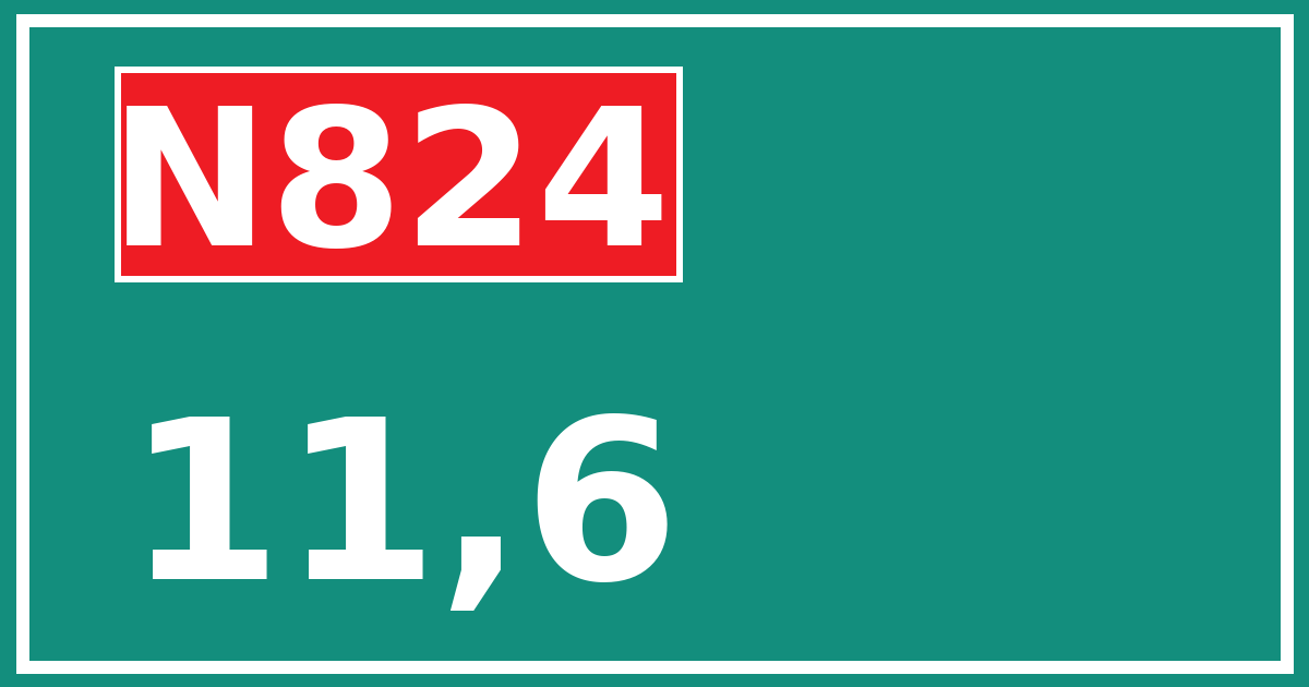 Hectometerbord N824 11,6