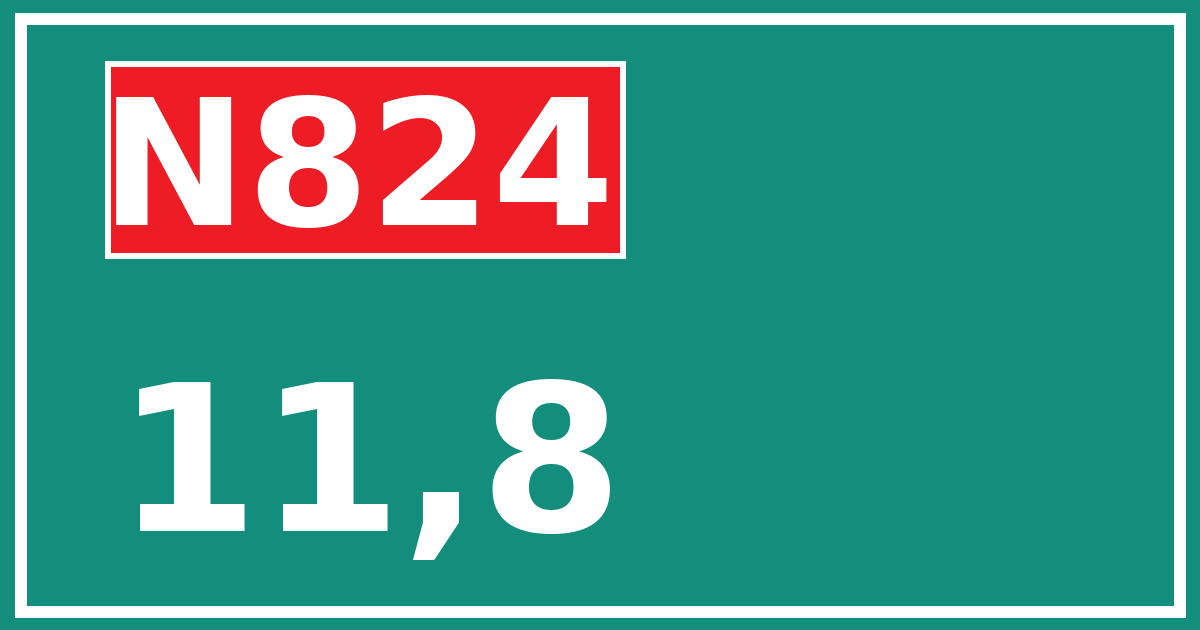 Hectometerbord N824 11,8