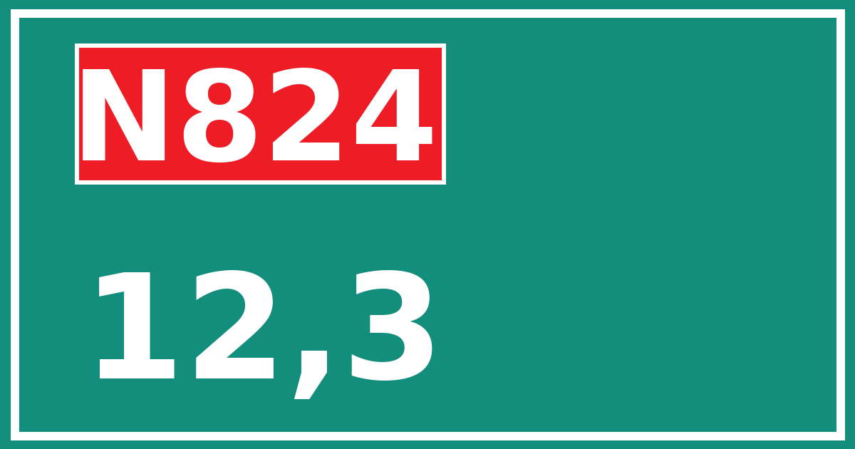 Hectometerbord N824 12,3