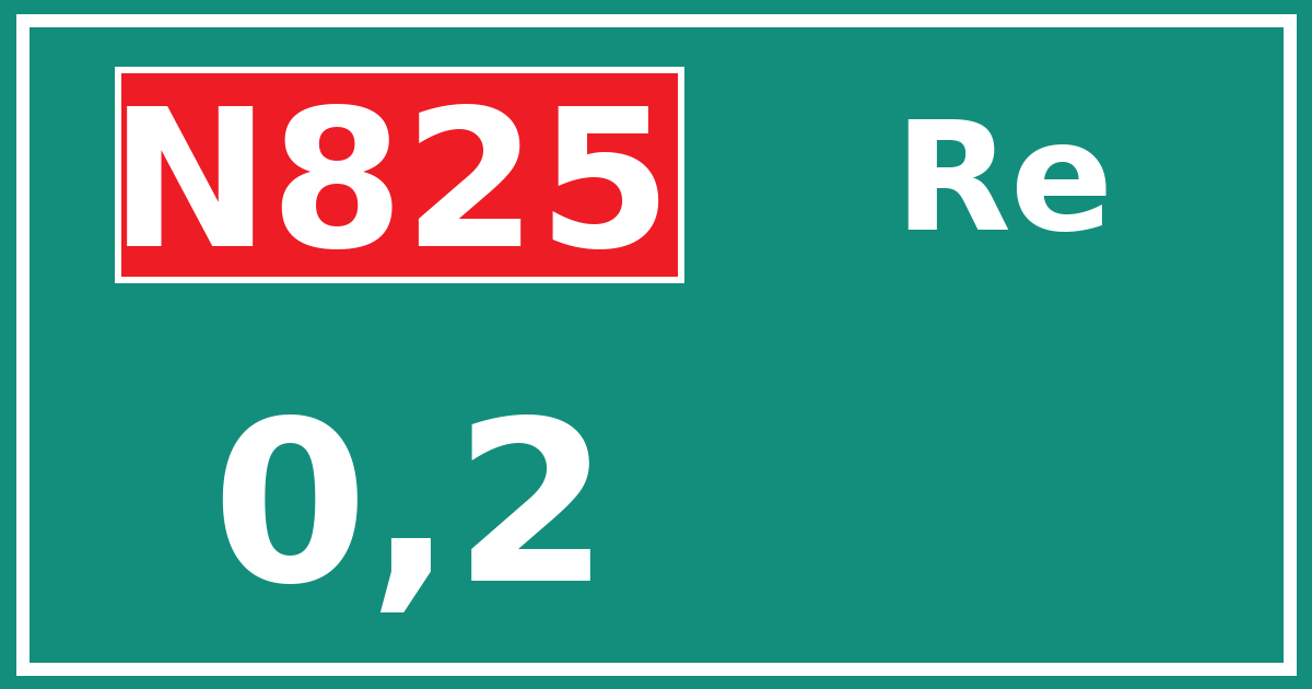 Hectometerbord N825 0,2 zijde Re