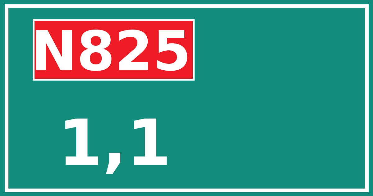 Hectometerbord N825 1,1