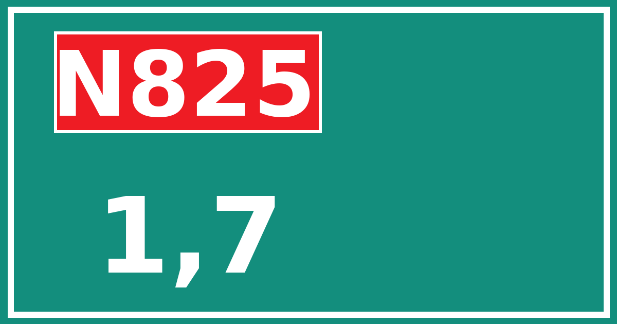 Hectometerbord N825 1,7