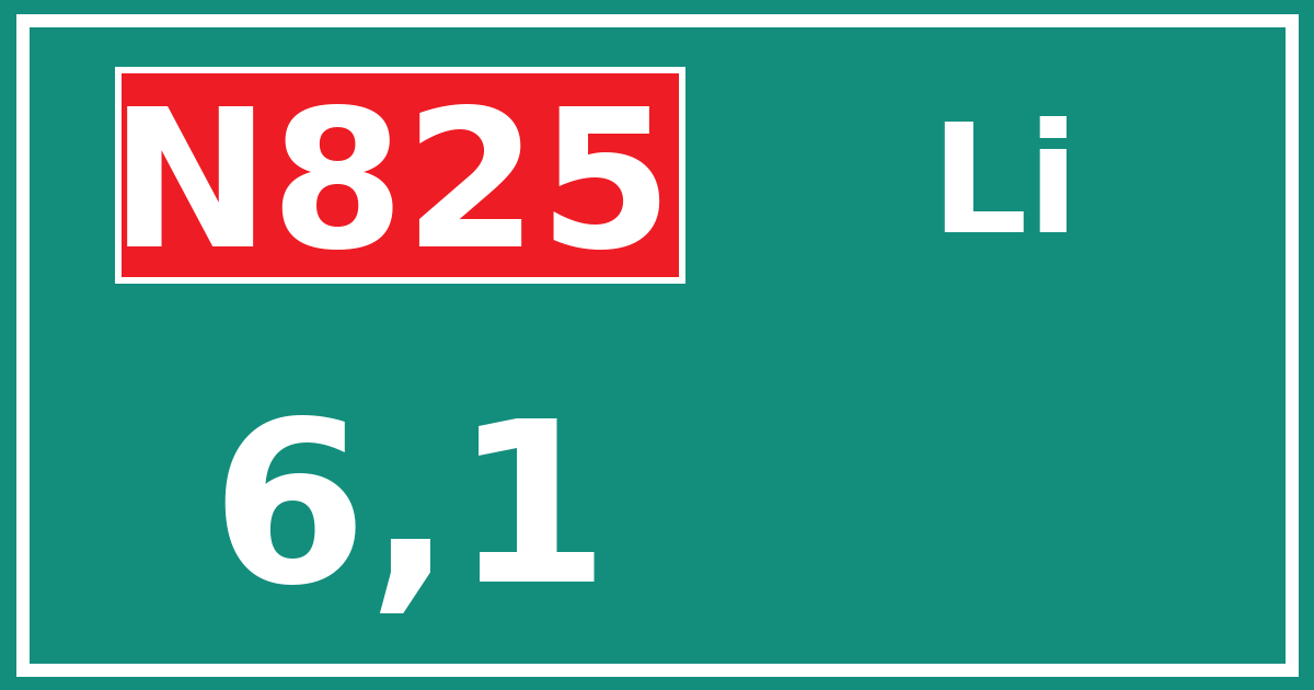 Hectometerbord N825 6,1 zijde Li