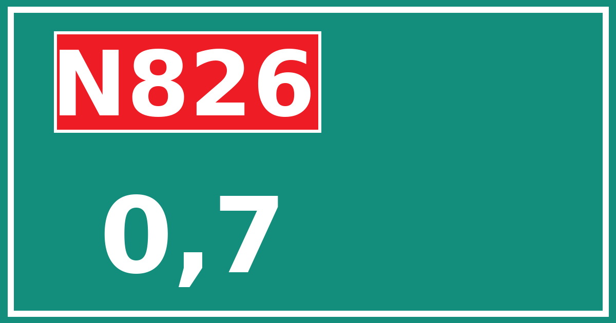 Hectometerbord N826 0,7