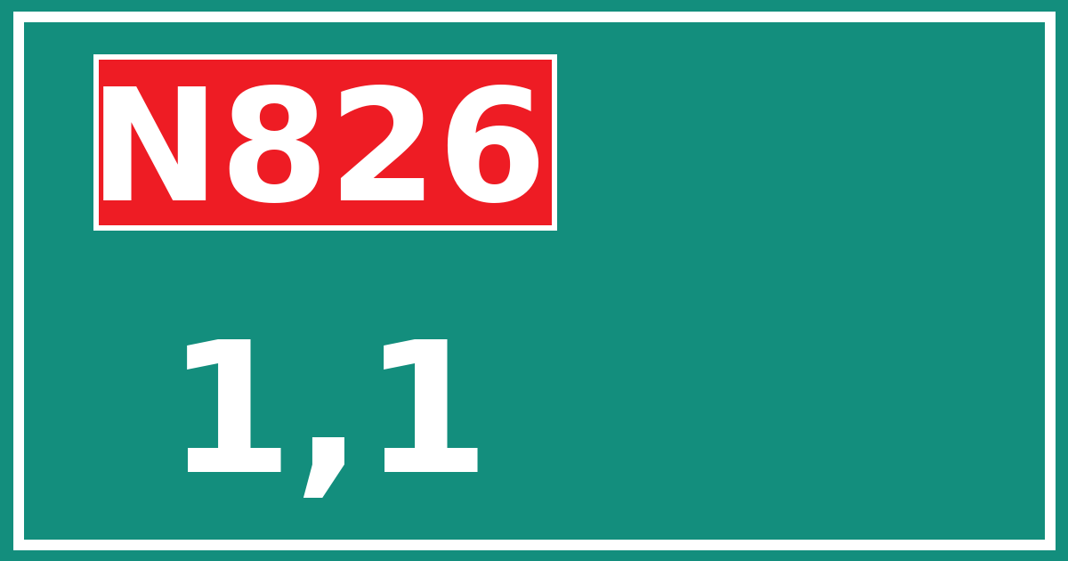 Hectometerbord N826 1,1