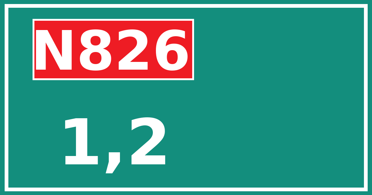 Hectometerbord N826 1,2