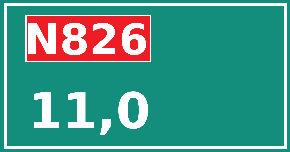 Hectometerbord N826 11,0