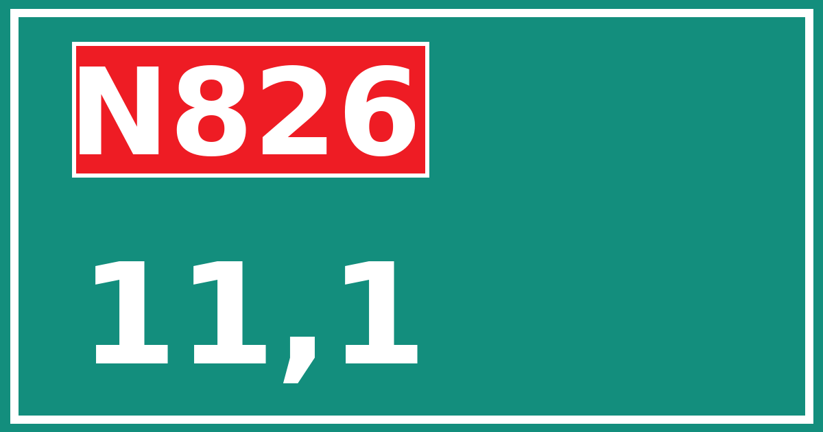 Hectometerbord N826 11,1