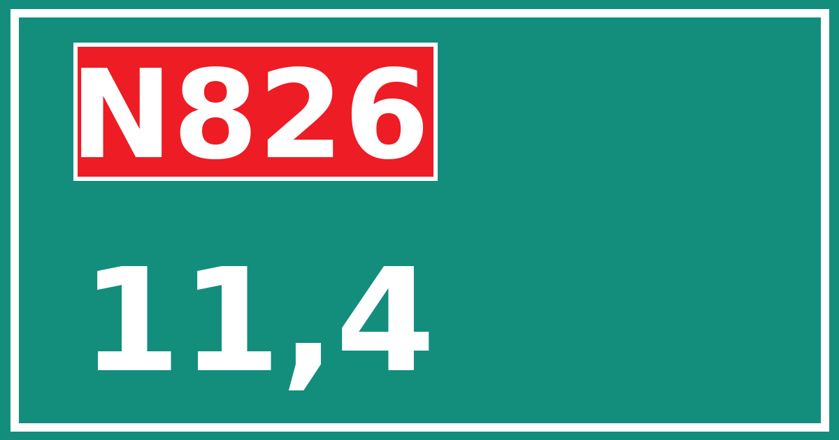 Hectometerbord N826 11,4