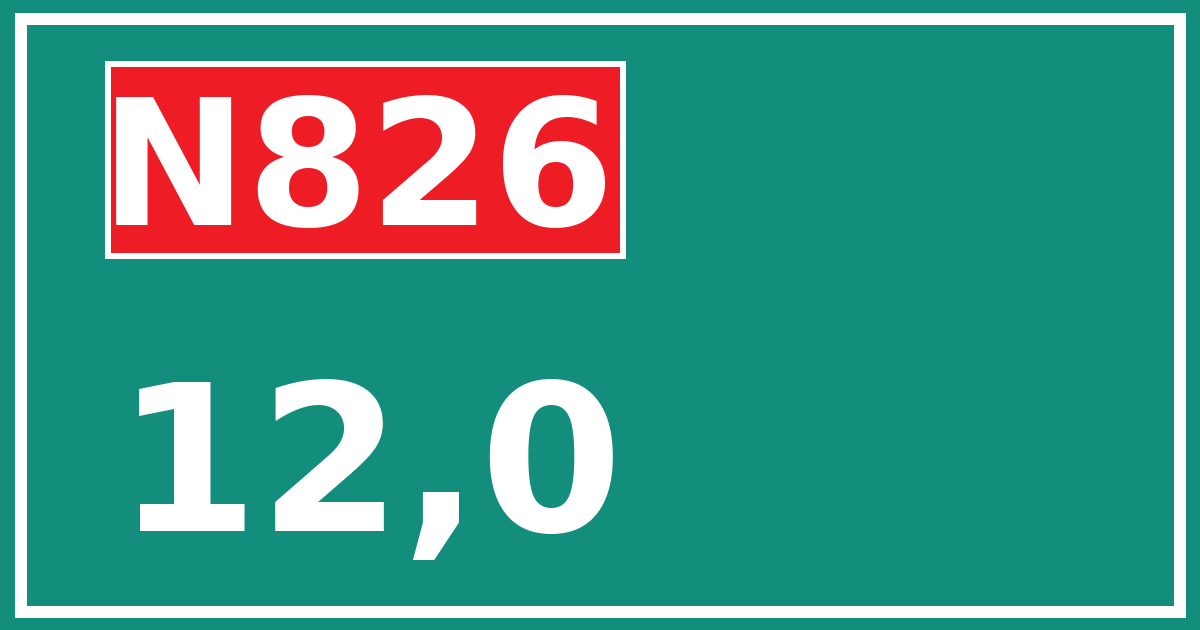 Hectometerbord N826 12,0