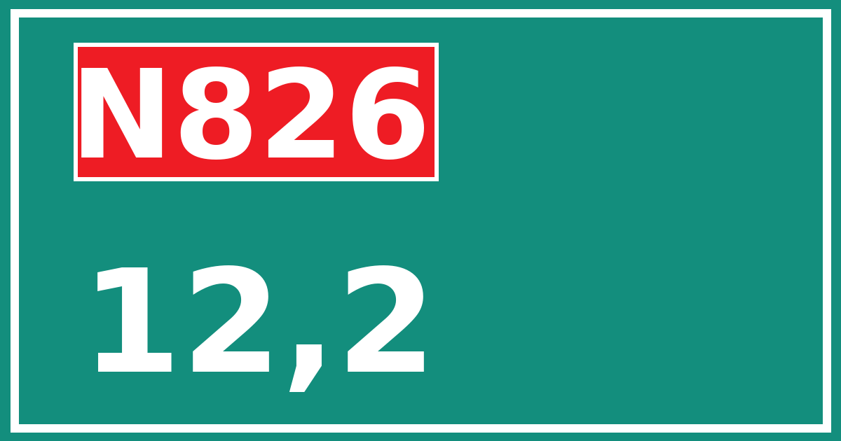 Hectometerbord N826 12,2