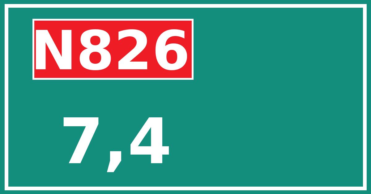 Hectometerbord N826 7,4