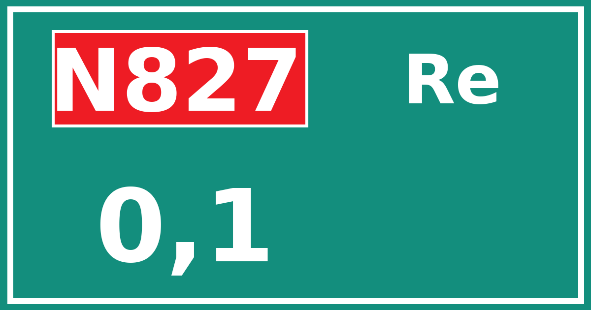 Hectometerbord N827 0,1 zijde Re