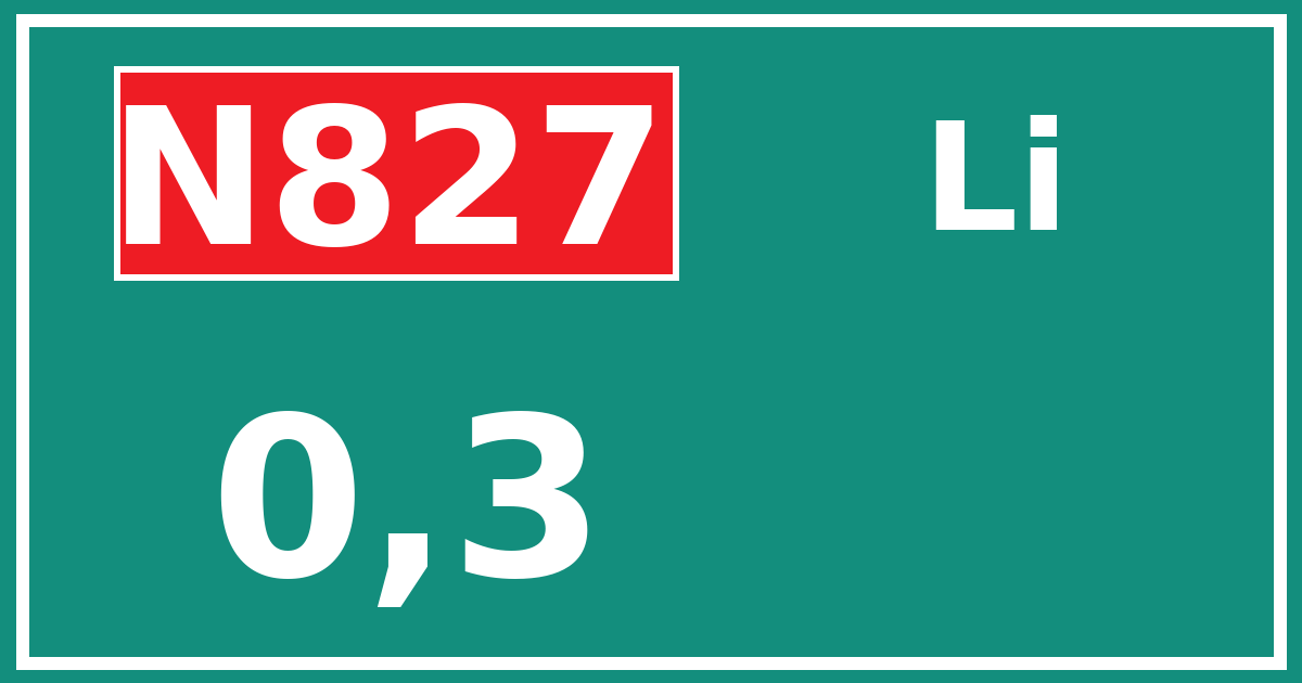 Hectometerbord N827 0,3 zijde Li