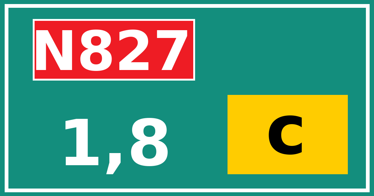 Hectometerbord N827 1,8 letter c