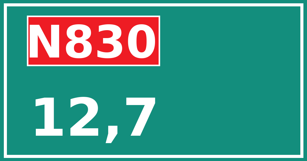 Hectometerbord N830 12,7