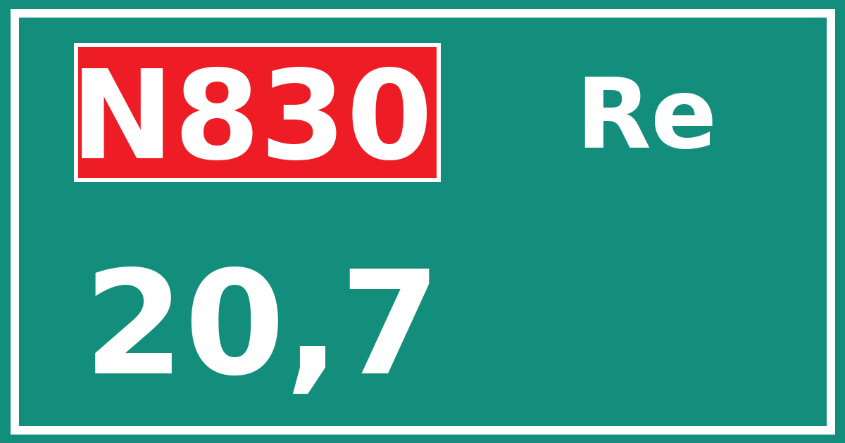 Hectometerbord N830 20,7 zijde Re