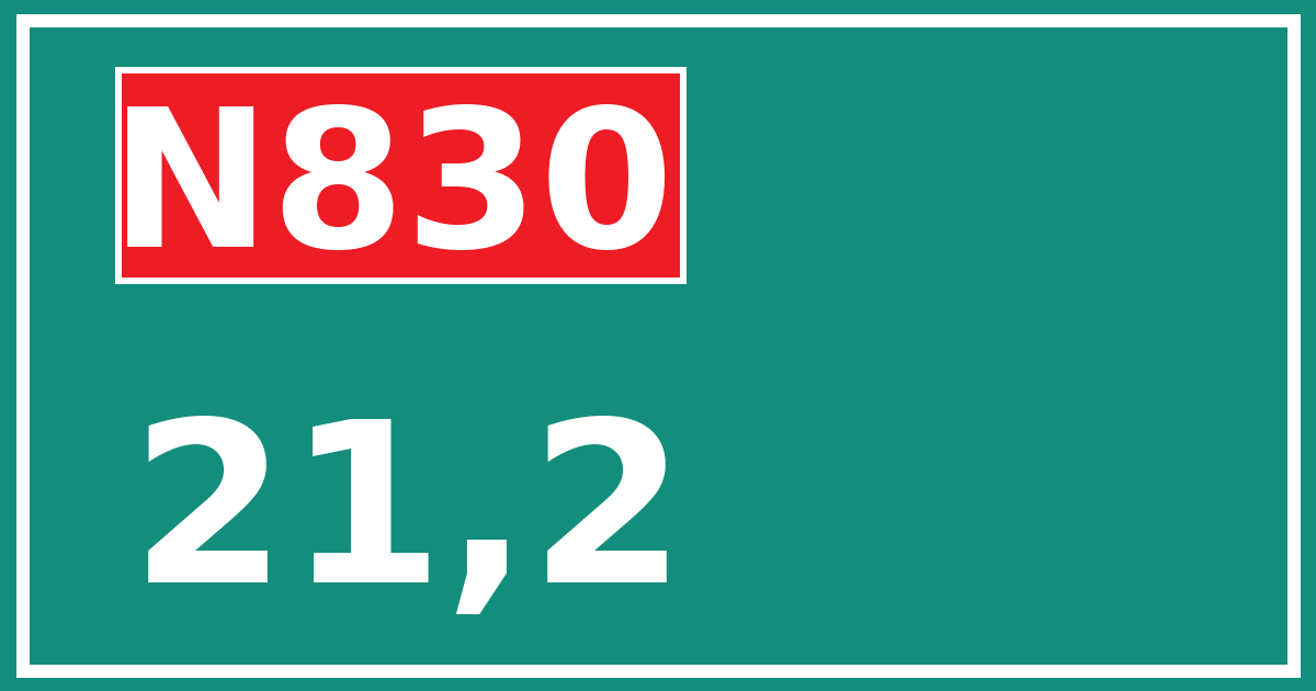 Hectometerbord N830 21,2