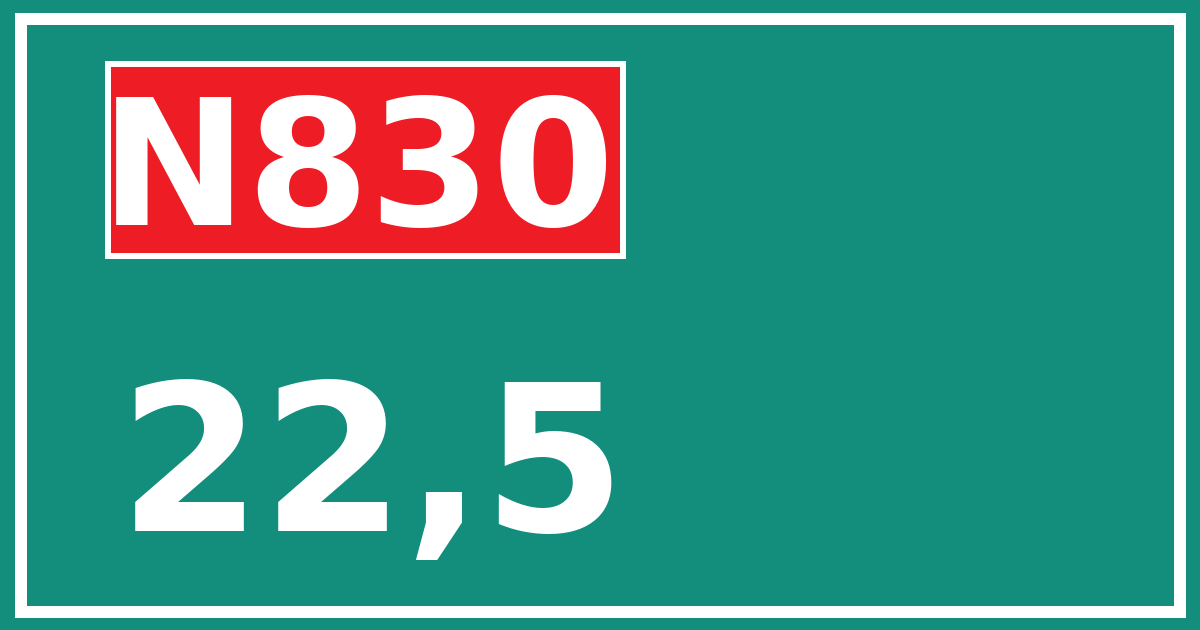 Hectometerbord N830 22,5