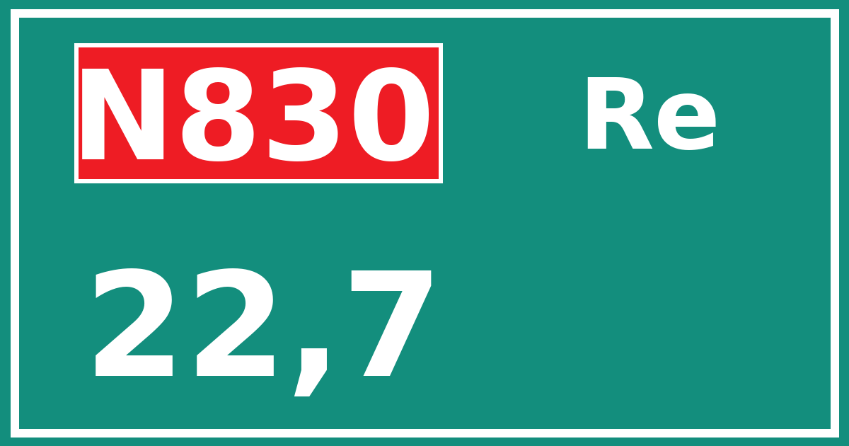 Hectometerbord N830 22,7 zijde Re