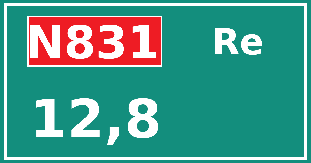 Hectometerbord N831 12,8 zijde Re
