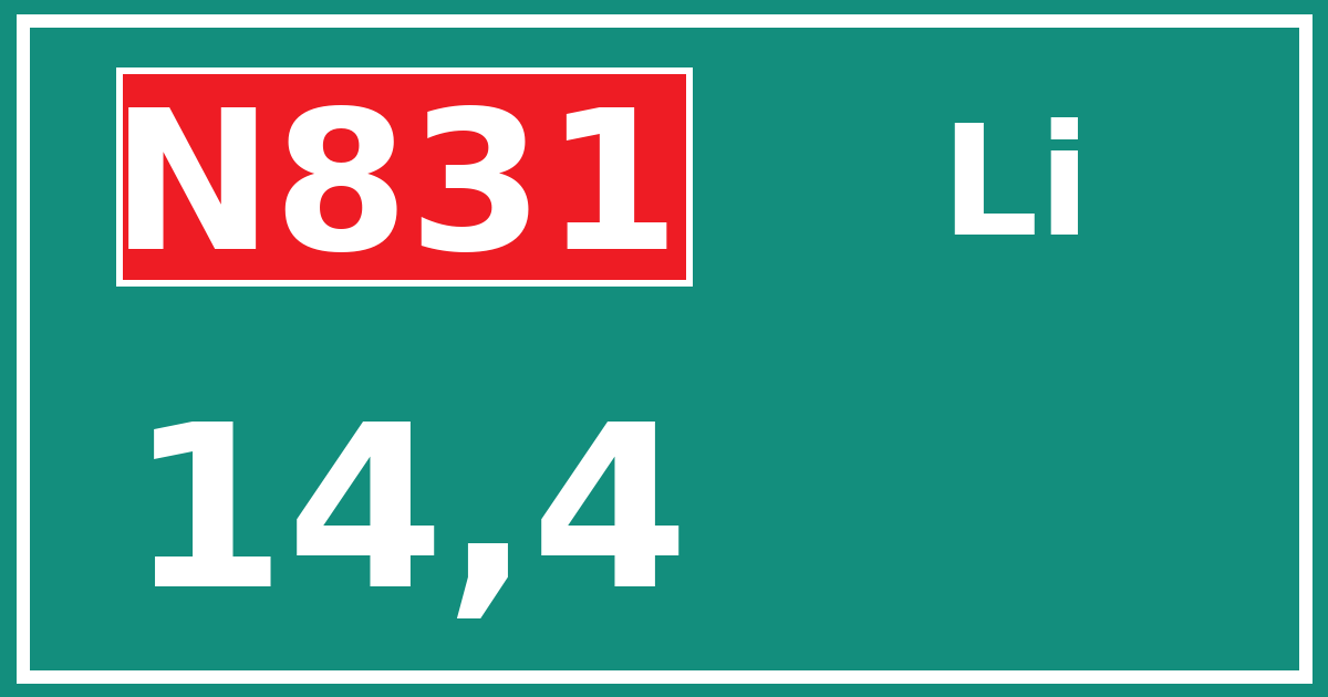 Hectometerbord N831 14,4 zijde Li