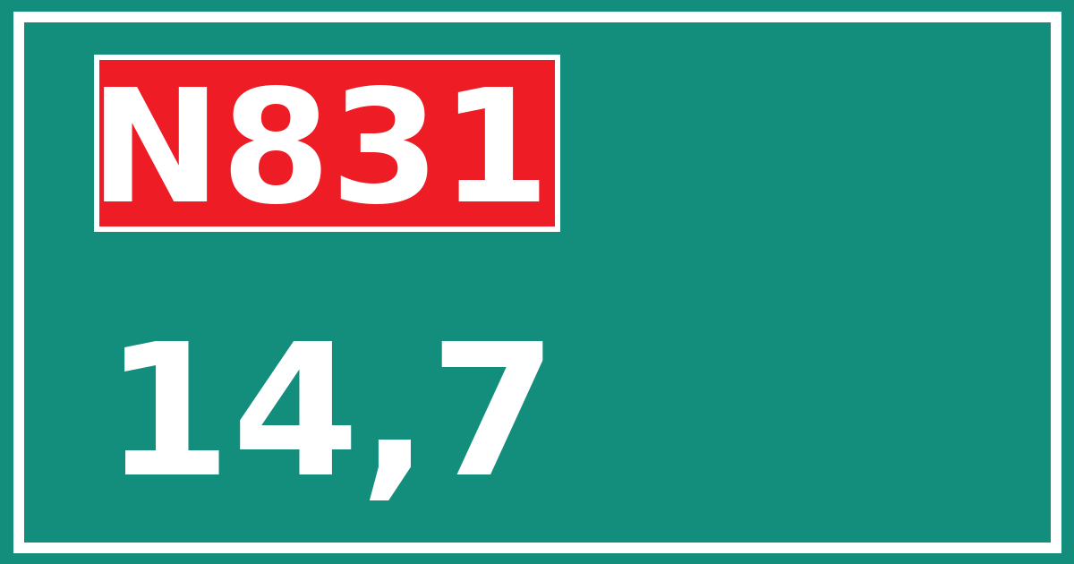 Hectometerbord N831 14,7