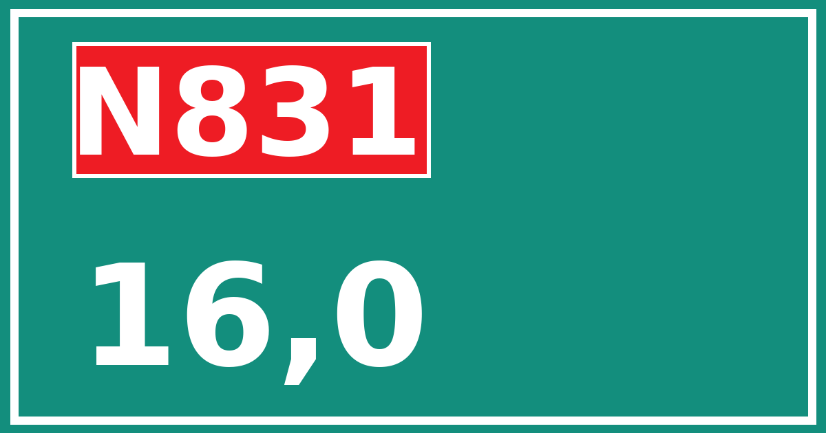 Hectometerbord N831 16,0
