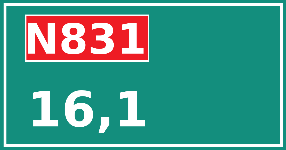 Hectometerbord N831 16,1
