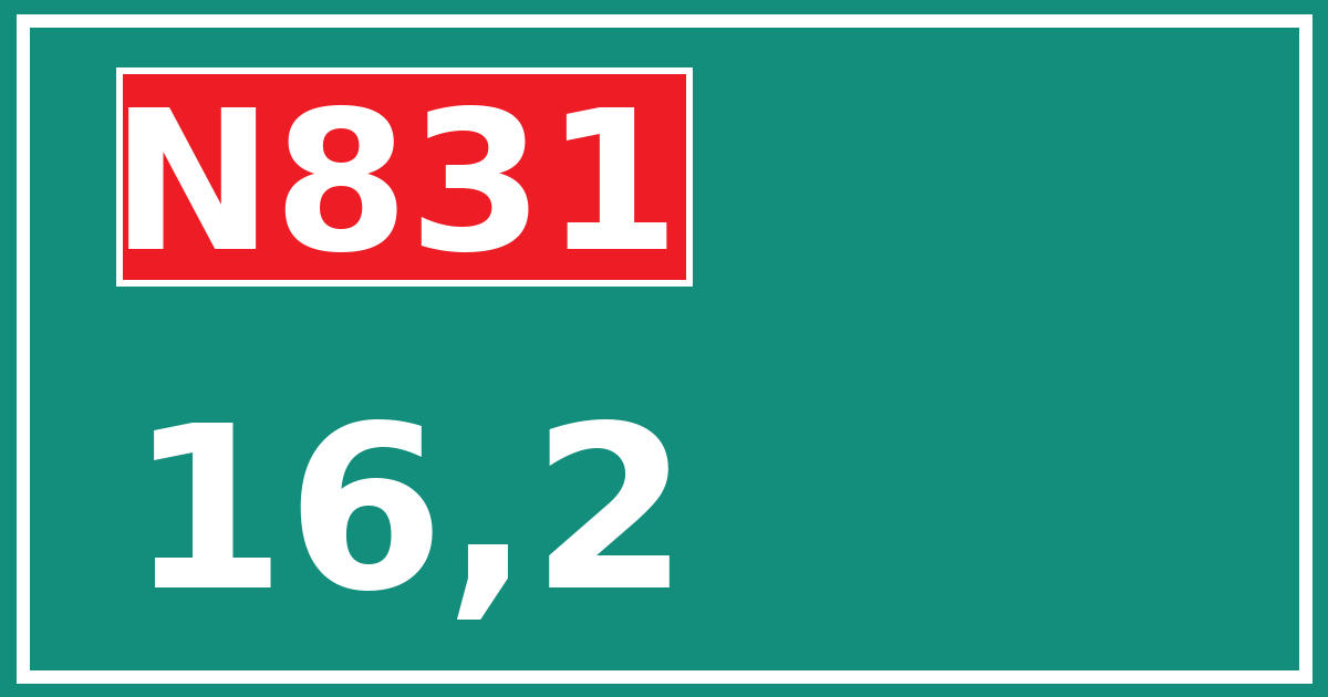 Hectometerbord N831 16,2