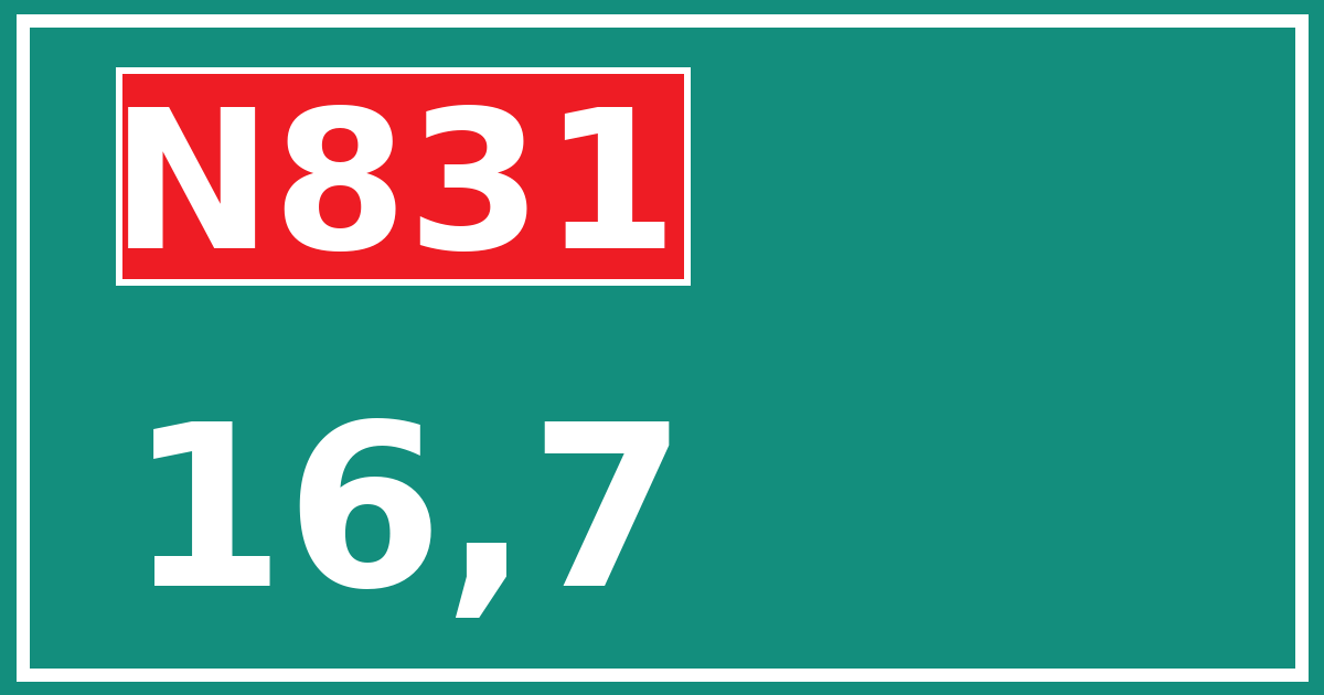 Hectometerbord N831 16,7