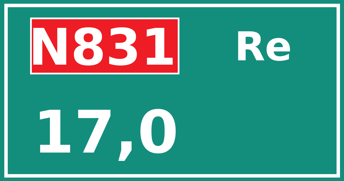 Hectometerbord N831 17,0 zijde Re